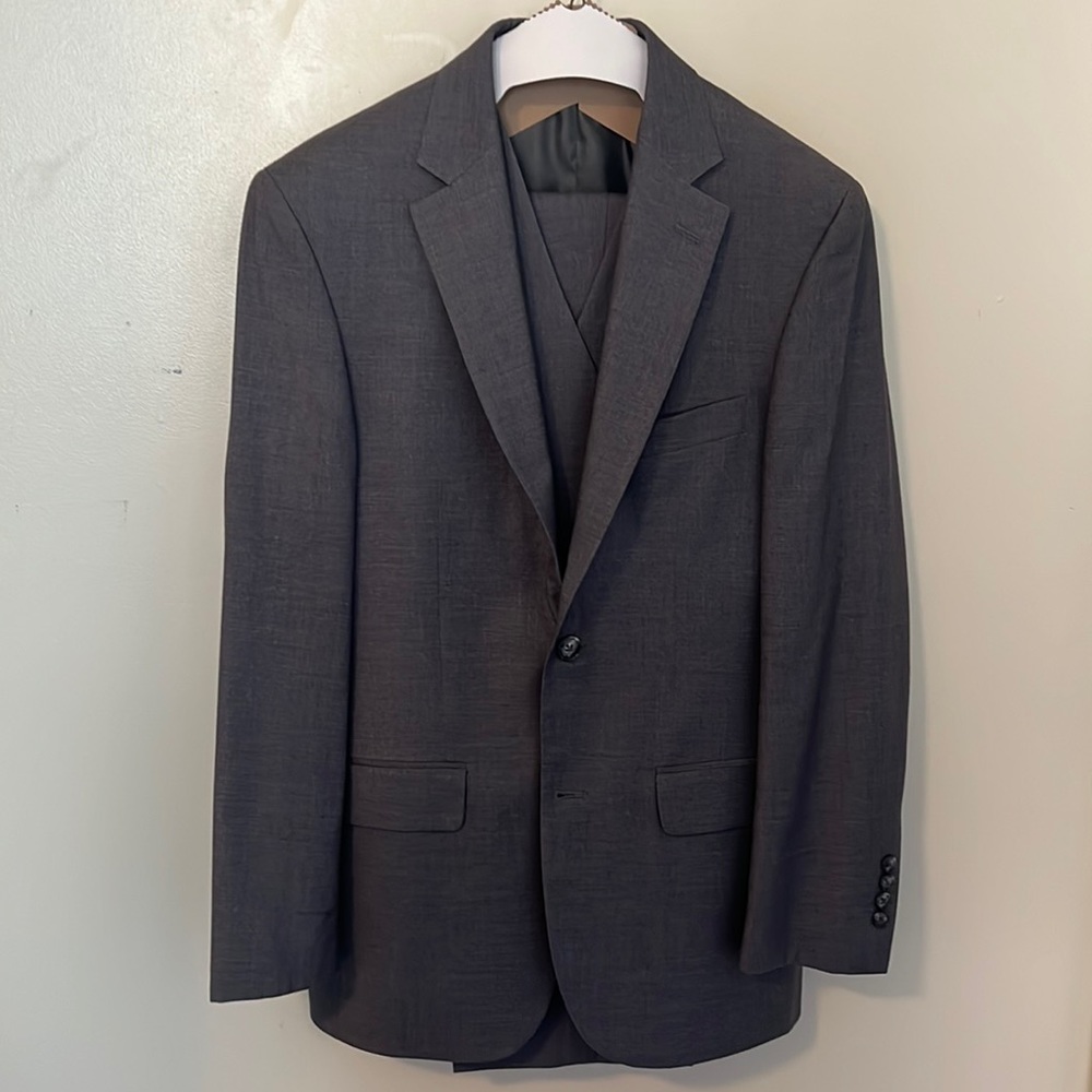 Pronto Uomo Mens 3-Piece Gray Suit 36R 30W